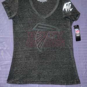 ATLANTA FALCONS ATL MAJESTIC THREADS TRI BLEND V-NECK SHIRT WOMENS LARGE NWT